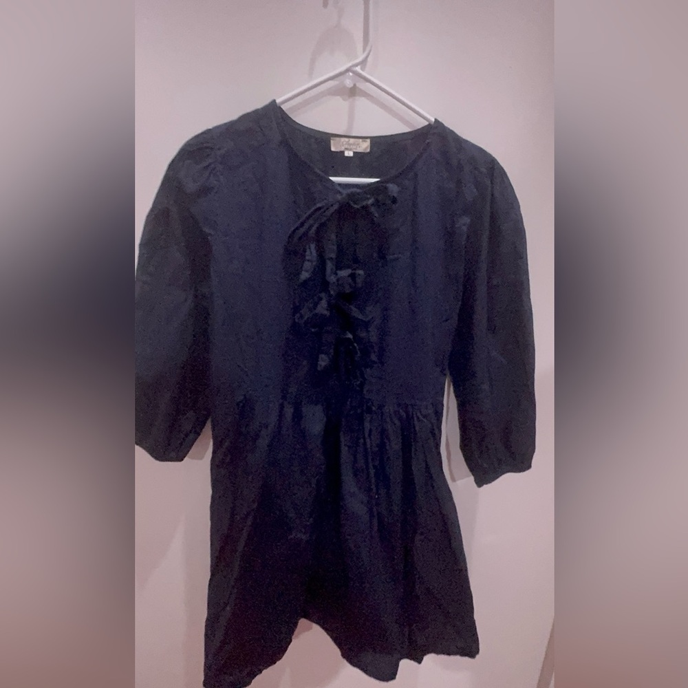 Elegant Navy Long Sleeve Dress - Picture 2 of 8